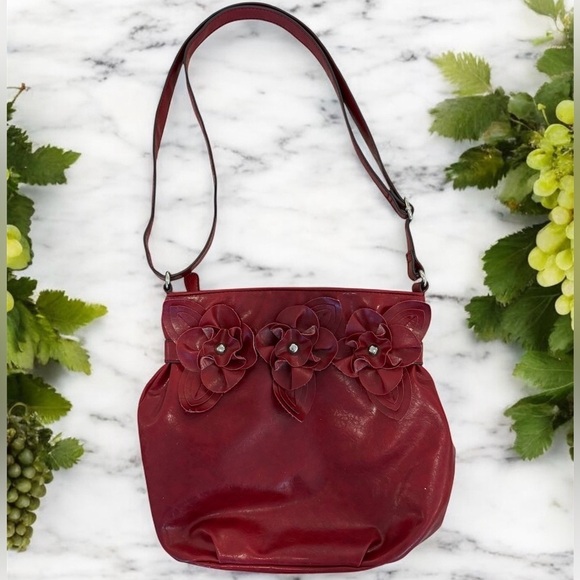 Nicole Miller Handbags - Nicole by Nicole Miller Red Faux Leather Crossbody Shoulder Bag
